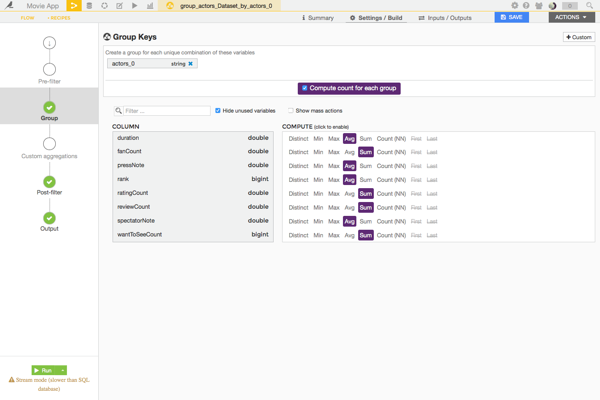 Grouping recipe in DSS Grouping recipe in Dataiku