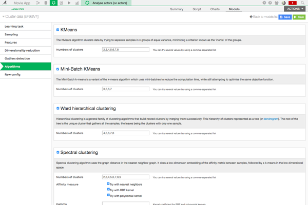 DSS clustering algorithm Dataiku clustering algorithm