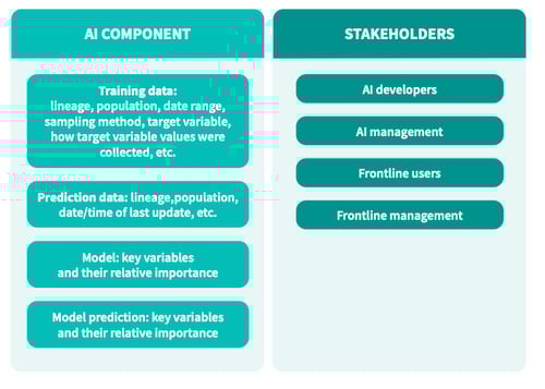 AI component and stakeholders