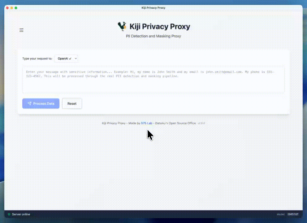 Kiji Privacy Proxy end-to-end UX