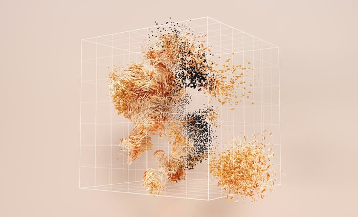 abstract peach-colored box