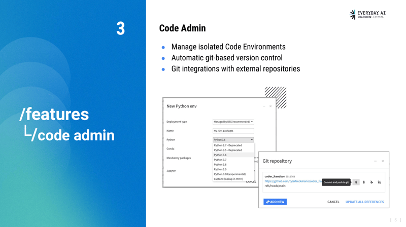 code admin in Dataiku