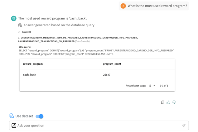 data sources used to answer a question using Dataiku Answers