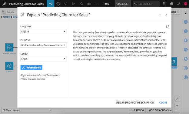 Automatically generate project descriptions with AI Explain.