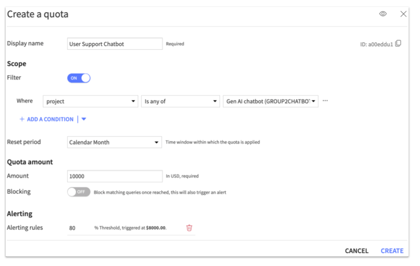 create a quota in dataiku 2