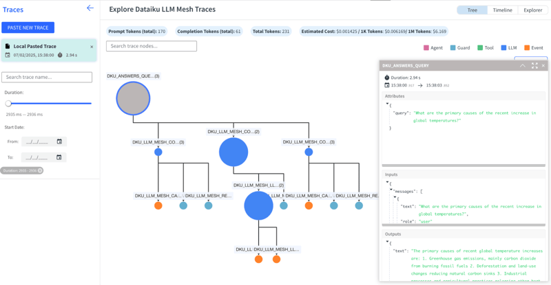Dive into the details of each action of the AI agent for full visibility.