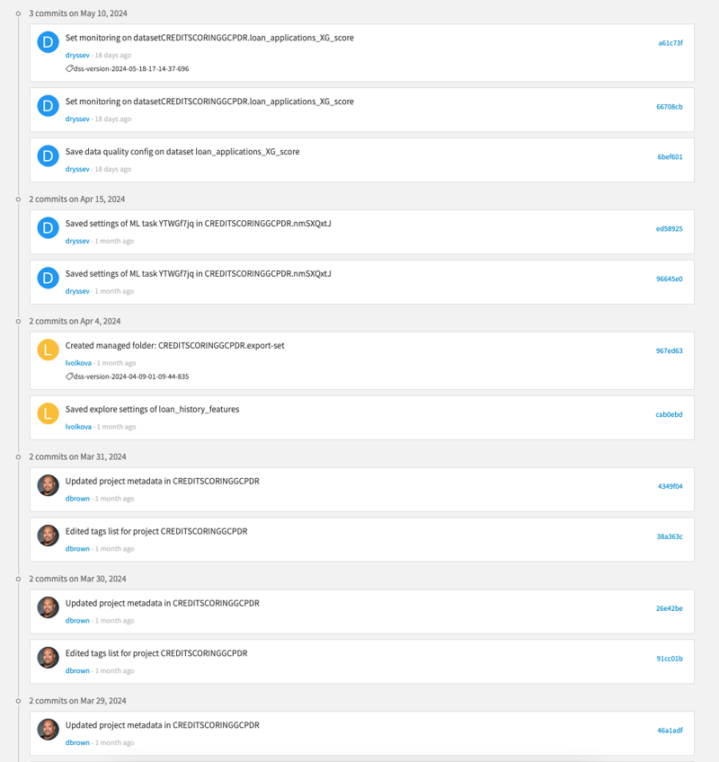 version control in Dataiku