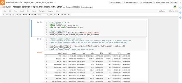 jupyter notebook in dataiku