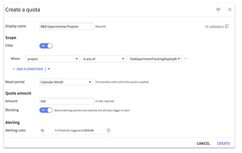 create a quota in dataiku 1