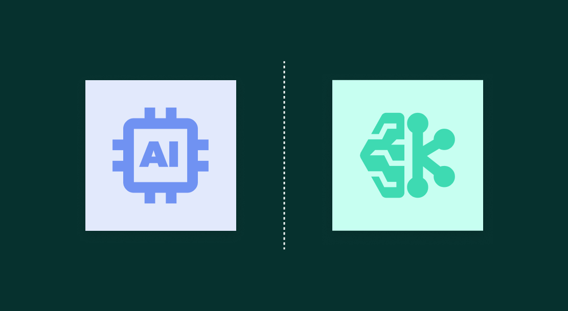 AI와 머신러닝의 비즈니스 애플리케이션 차이를 설명하는 이미지이다.